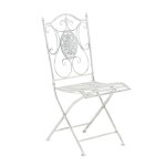 Chaise de jardin pliable en mtal blanc antique