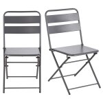 Chaise de jardin pliante en métal gris anthracite (x2) Chaise de jardin pliante en métal gris anthracite (x2)
