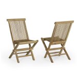 Chaises de jardin pliantes en teck massif (lot de 2)