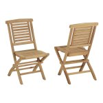Chaises de jardin pliantes en teck massif (lot de 2) Chaises de jardin pliantes en teck massif (lot de 2)