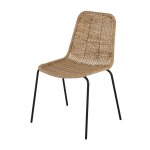 Chaise de jardin en rsine recycle coloris naturel et mtal noir