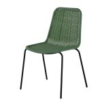 Chaise de jardin en rsine recycle vert kaki et mtal noir