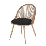 Chaise de jardin en résine tressée recyclée coloris naturel et métal imitation bois Chaise de jardin en résine tressée recyclée coloris naturel et métal imitation bois