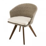 Chaise de jardin rotin synthétique acacia couleur naturelle Chaise de jardin rotin synthétique acacia couleur naturelle