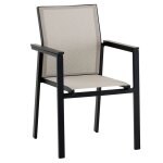 Chaises de jardin (x6) empilables en aluminium, noir / gris Chaises de jardin (x6) empilables en aluminium, noir / gris