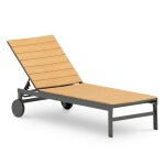 Chaise longue aluminium anthracite et polywood imitation bois