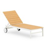 Chaise longue aluminium blanc et polywood imitation bois Chaise longue aluminium blanc et polywood imitation bois