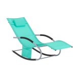 Chaise longue bleue à bascule avec appui - tête et pochette latérale Chaise longue bleue à bascule avec appui - tête et pochette latérale