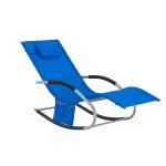 Chaise longue bleue foncé à bascule avec appui - tête pochette latérale Chaise longue bleue foncé à bascule avec appui - tête pochette latérale