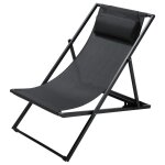 Chaise longue / chilienne pliante en métal gris anthracite Chaise longue / chilienne pliante en métal gris anthracite