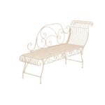 Chaise longue d'extérieur avec accoudoirs en métal crème antique Chaise longue d'extérieur avec accoudoirs en métal crème antique