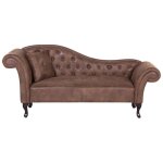 Chaise longue ct gauche daim synthtique marron clair