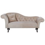 Chaise longue ct gauche velours beige
