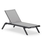 Chaise longue de jardin en aluminium et textilène anthracite Chaise longue de jardin en aluminium et textilène anthracite
