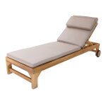 Chaise longue de jardin avec coussin et dossier rglable, teck