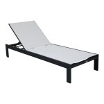 Chaise longue de jardin r�glable en aluminium, anthracite / cr�me