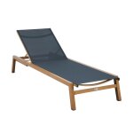 Chaise longue de jardin rglable en aluminium aspect bois, anthracite