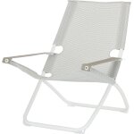 Chaise longue mtal, tissus blanc 22x80x137 cm