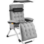 Chaise longue pliable avec pare - soleil et reposes - pieds gris clair Chaise longue pliable avec pare - soleil et reposes - pieds gris clair