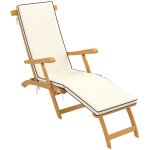 Chaise longue pliante coussin repose - pieds 160 kg bois d'acacia blanc