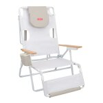 Chaise longue pliante polyester beige
