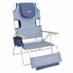 Chaise longue pliante polyester bleu