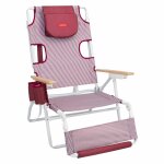 Chaise longue pliante polyester bordeaux