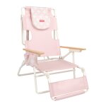 Chaise longue pliante polyester rose
