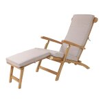 Chaise longue en teck avec coussin et dossier réglable Chaise longue en teck avec coussin et dossier réglable