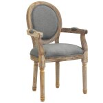 Chaise mdaillon style louis xvi bois massif patin sculpt lin gris