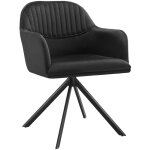 Chaise pivotante à 360° en velours avec rembourrage épais noir Chaise pivotante à 360° en velours avec rembourrage épais noir