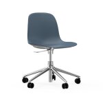 Chaise pivotante à roulettes bleu et aluminium Chaise pivotante à roulettes bleu et aluminium