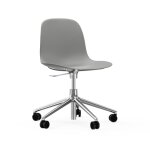 Chaise pivotante à roulettes gris et aluminium Chaise pivotante à roulettes gris et aluminium