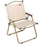 Chaise de plage camping pliante acier bois oxford beige