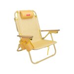 Chaise plage pliante polyester jaune