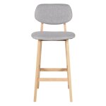 Chaise plan de travail bandeau tissu gris et pieds chêne hana Chaise plan de travail bandeau tissu gris et pieds chêne hana