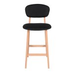 Chaise plan de travail bandeau en tissu noir et pieds chne hana