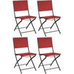 Chaise pliante en acier et toile (lot de 4) graphite, rouge