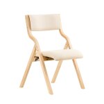 Chaise pliante avec assise rembourre en bois blanc