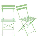 Chaises pliantes de jardin en métal vert d'eau (x2) Chaises pliantes de jardin en métal vert d'eau (x2)