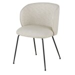 Chaise en polyester recycl et lin beige et pieds en acier noir