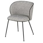 Chaise en polyester recycl et lin gris et pieds en acier noir