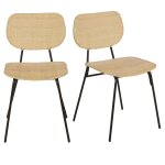 Chaises professionnelles en acier noir et tressage en rotin (x2)