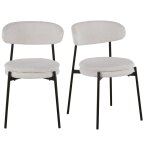 Chaises professionnelles bouclettes beiges et acier noir (x2)