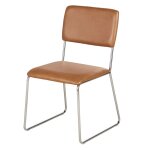 Chaise professionnelle effet cuir camel et acier argent