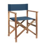 Chaise de ralisateur en bois et tissu polyester bleu