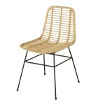 Chaise en rotin et acier noir