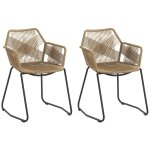 Chaise de salle  manger lot de 2 rotin acier noir