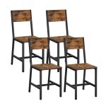 Chaise salle  manger lot de 4 style industriel marron et noir