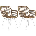 Chaise de salle  manger design bohme rsine tresse et acier blanc
